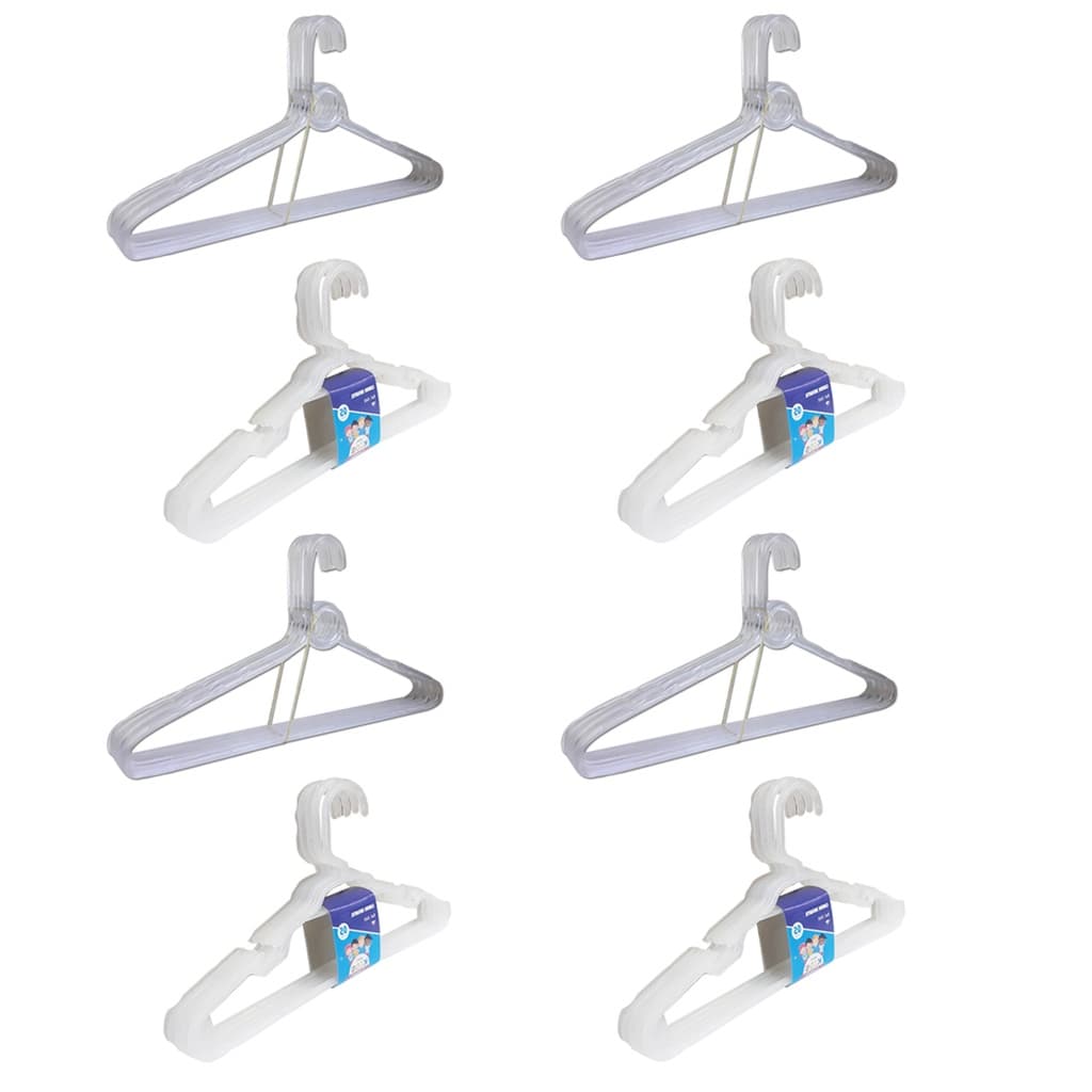 Kit 20 Cabides Adulto + 20 Cabides Infantil Transparente