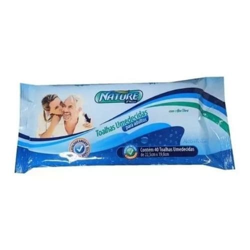 Toalha Umedecida Adulto Nature 40un - Higiene Completa sem Enxágue - Ideal para Idosos e Pós-Operatório