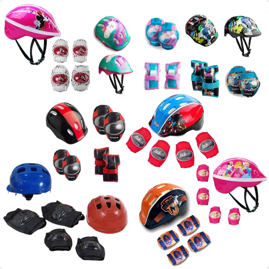 Kit de Proteção Infantil Capacete Joelheira Cotoveleira