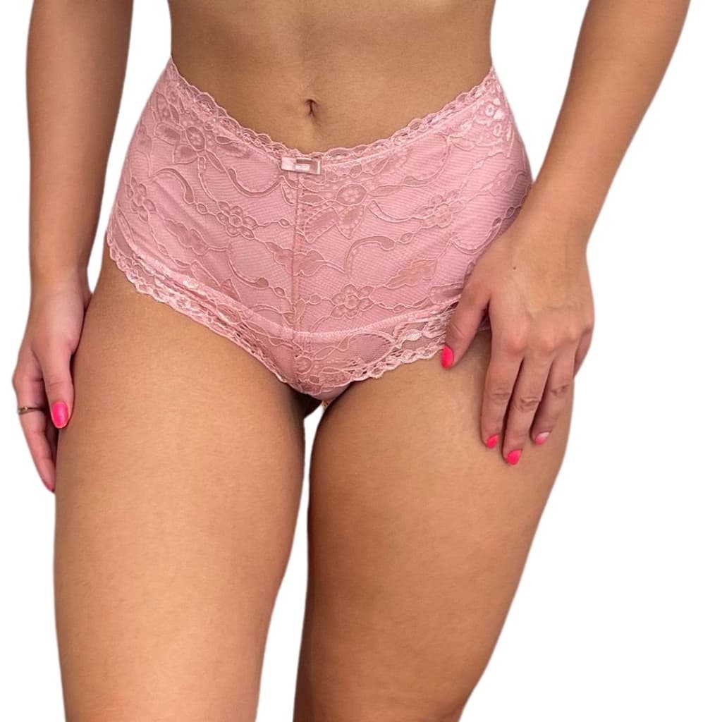 Kit C/3 Calcinha Algodão Renda Cinta Alta Cós Alto Feminino