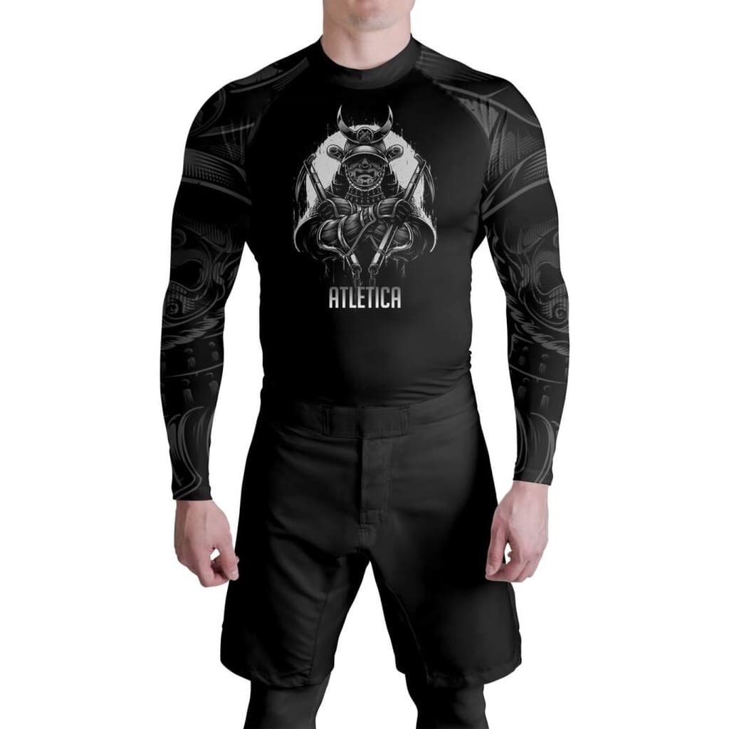 Rash Guard Masculina Camisa Jiu Jitsu No-Gi Black Samurai Manga Longa