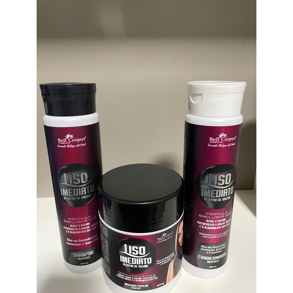 Kit Capilar LISO IMEDIATO 1 Shampoo + 1 Condicionador + 1 Mascara - Bell Corpus