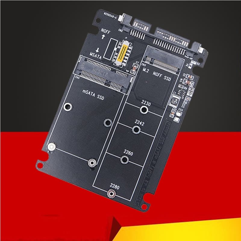 M.2/mSATA para SATA Adaptador M.2 NGFF SSD mSATA para SATA3.0 2.5 "Adaptador mSATA/M2 SSD Conversor Riser Placa Cartão 6Gbps Para PC Portátil