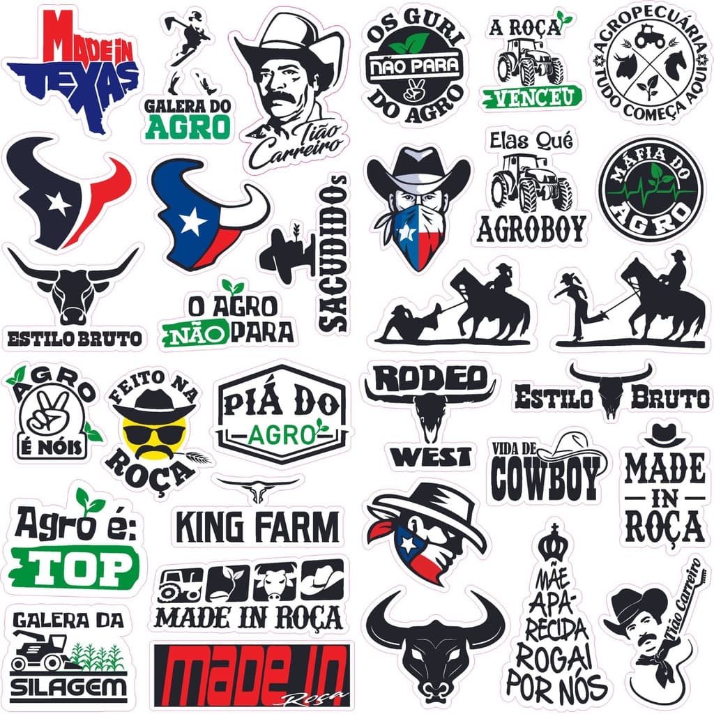 32 adesivos Peão Sou da Roça Chimarrão gauchesco Regional