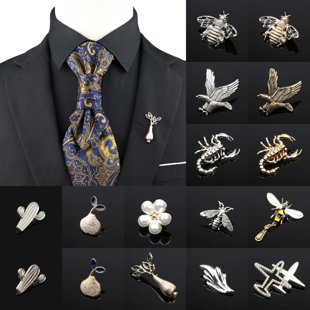 ZONFAZ Broches Vintage Unisexo, Animais e Insetos, Alfinetes para Camisa e Coleira, Acessórios de Vestuário