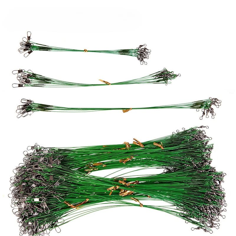 20pcs Linha De Pesca Em Aço Anti-Mordida Líder De Arame De Com Acessório Giratório 15cm 20cm 25cm Trela Núcleo De Chumbo