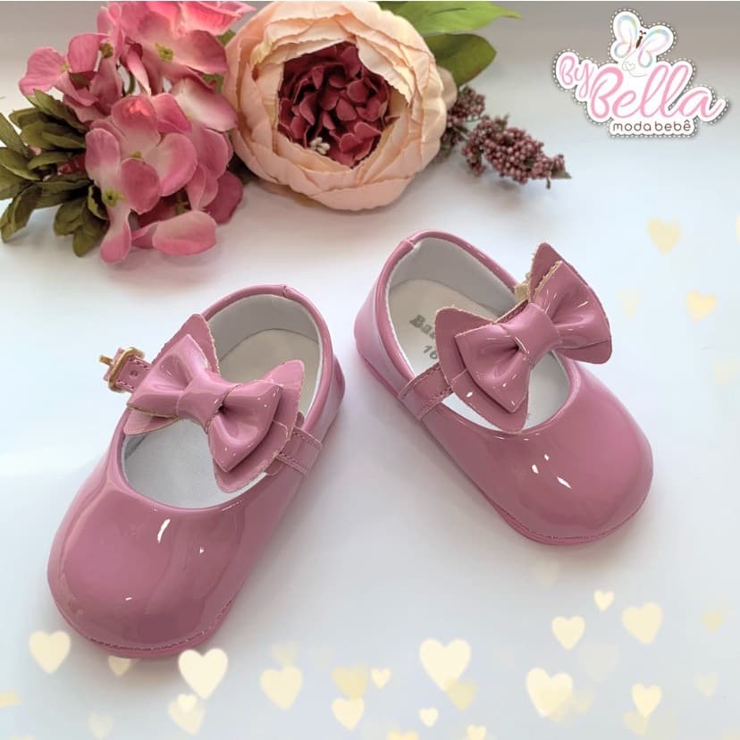 SAPATO  BONECA COM LAÇO COR PETÚNIA SAPATO BEBÊ MENINA INFANTIL