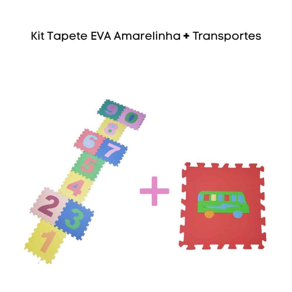 KIT TAPETE EVA AMARELINHA + TRANSPORTES - 19 PÇS 30X30 CM
