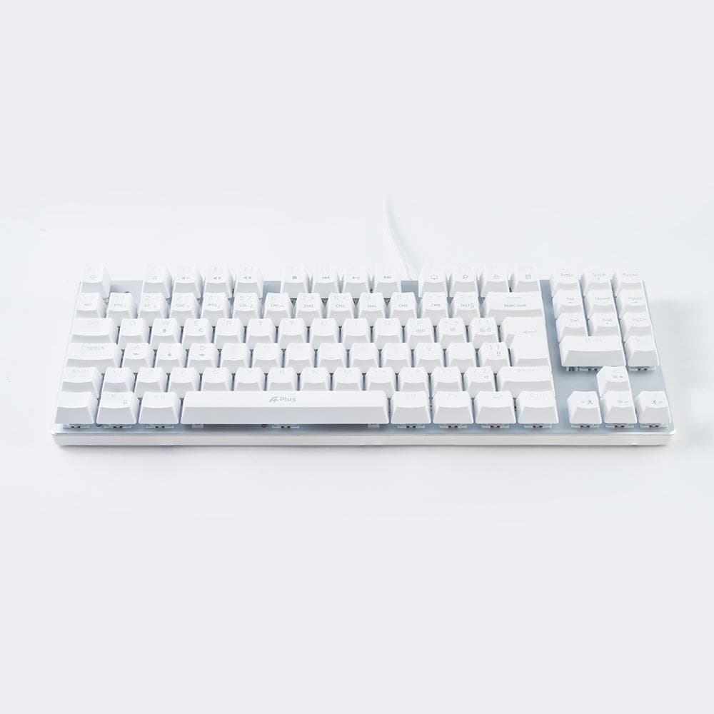 Teclado Gamer Mecânico Aplus Tech Barak Branco Switch Brown Led Branco ABNT2 TKL Double Injection