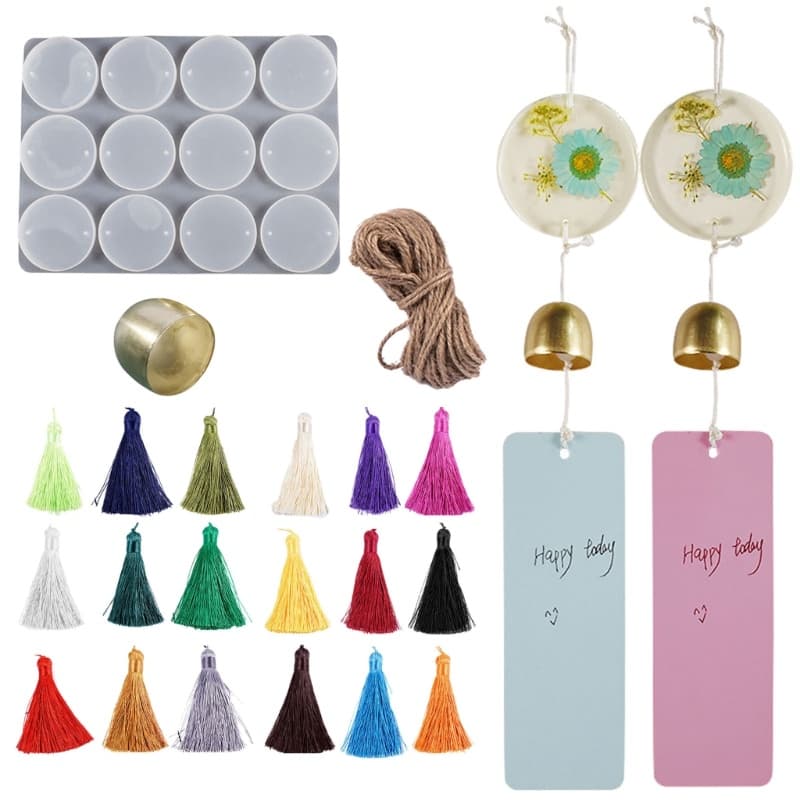 GODD Círculo Chaveiro Charme Moldes De Resina Epóxi Com 2 Furos Redondo Molde De Silicone DIY Fundição Jóias Fazendo