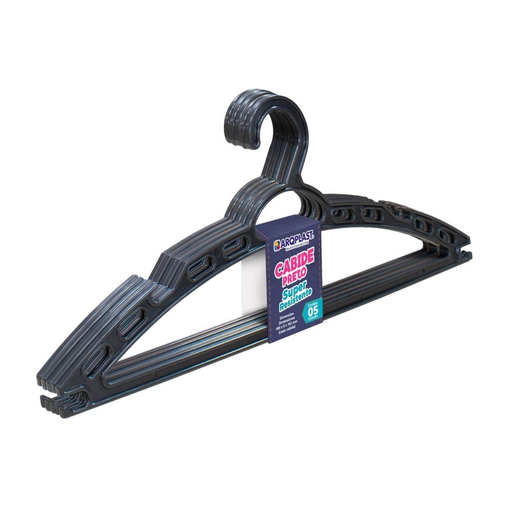 Kit 10 Cabides Adulto + 10 Cabides Infantil Preto Reforçado