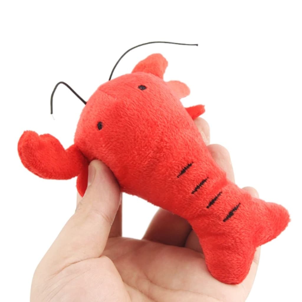 Brinquedo Pet Pelúcia Lagosta Mordedor de Cachorro Cães Gato com Apito Som Bordado Interativo Macio