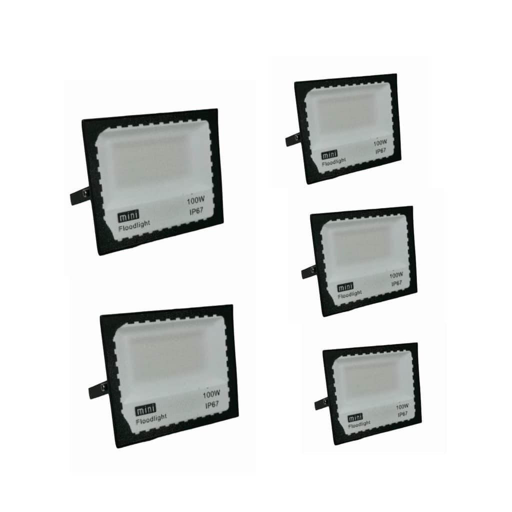 kit 5 Refletor Led 100w Holofote Prova Dágua Ip66 Branco Frio bivolt