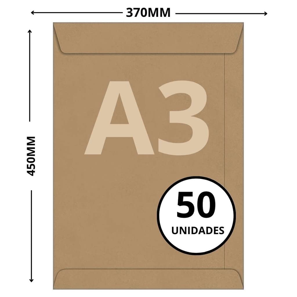 Envelope Grande A3 Pardo Kraft 50uni 80g 370x450 Foroni