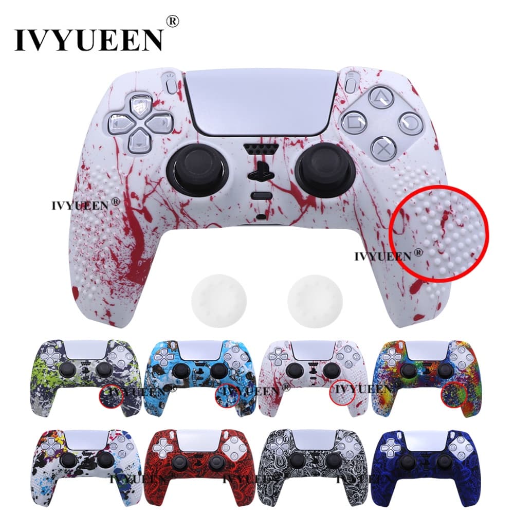 IVYUEEN Pele Protetora De Impressão Antiderrapante Para PlayStation 5 PS5 Controlador Dualsense Silicone Caso Apertos Bo