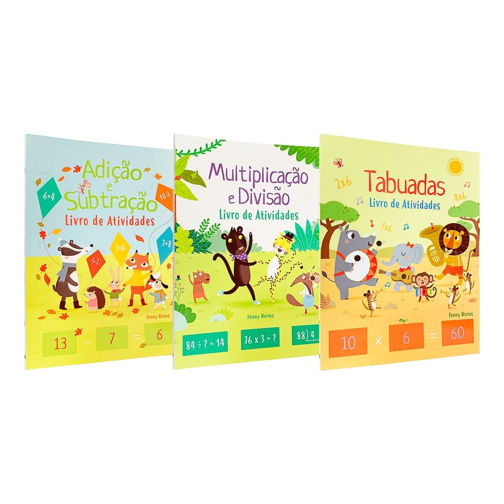 Coleção Matemática - Adição e Subtração + Multiplicação e Divisão + Tabuadas - 3 Livros