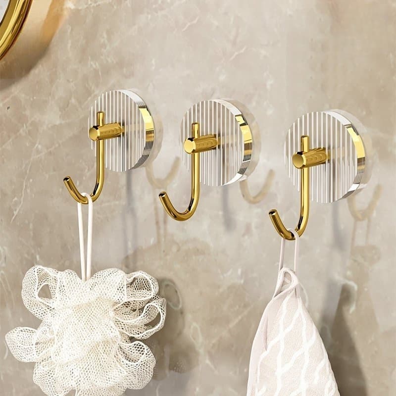 Gancho De Parede Sem Pregos Luz Acrílica De Luxo Para Pendurar  /Cozinha De Banheiro Ganchos Adesivos De Dupla Face/Toalhas De Saco Montadas Porta-Chaves/Cabide