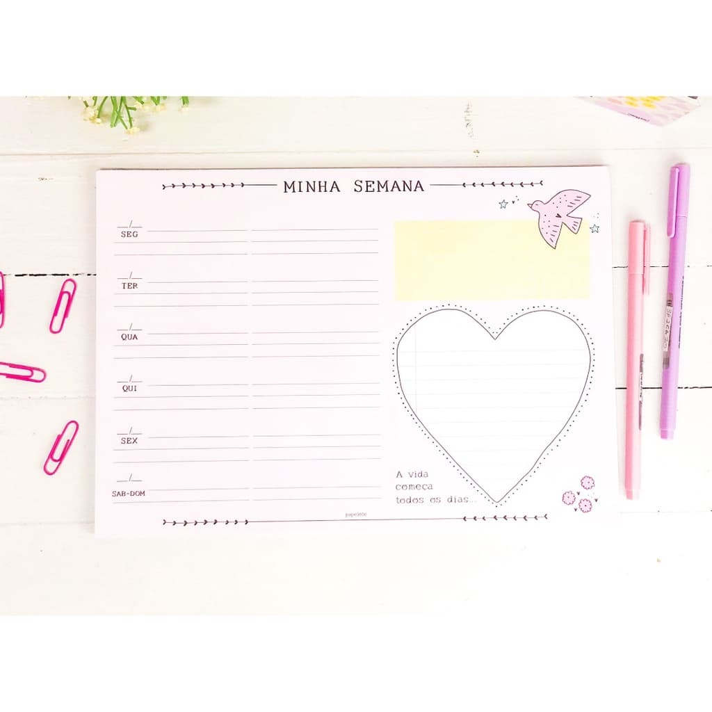 Bloco Planner Semanal Minha Semana