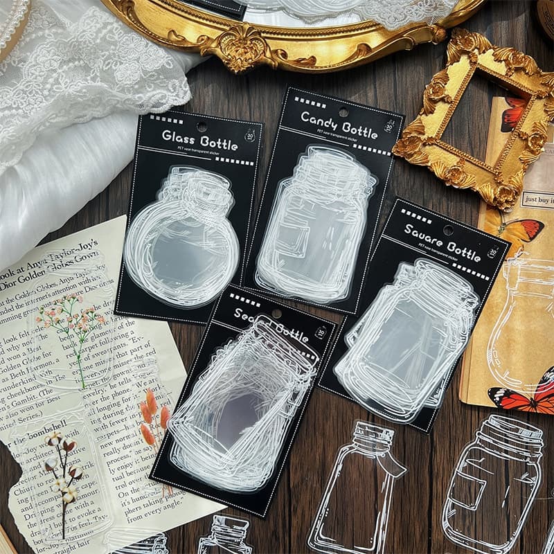 Journamm 30pcs/pack Adesivos PET À Prova D'água Decoradores De Garrafas Lixo Diário De Bricolagem Adesivo Transparente Papelaria