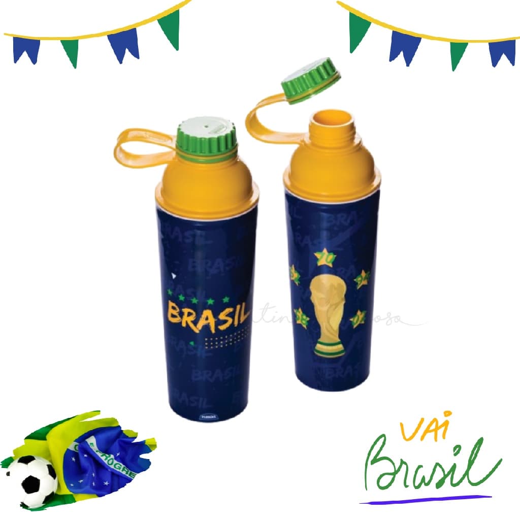 Garrafa Vip 660 ml tampa Rosca Fixa Copa do Mundo Plasutil Coqueteleira
