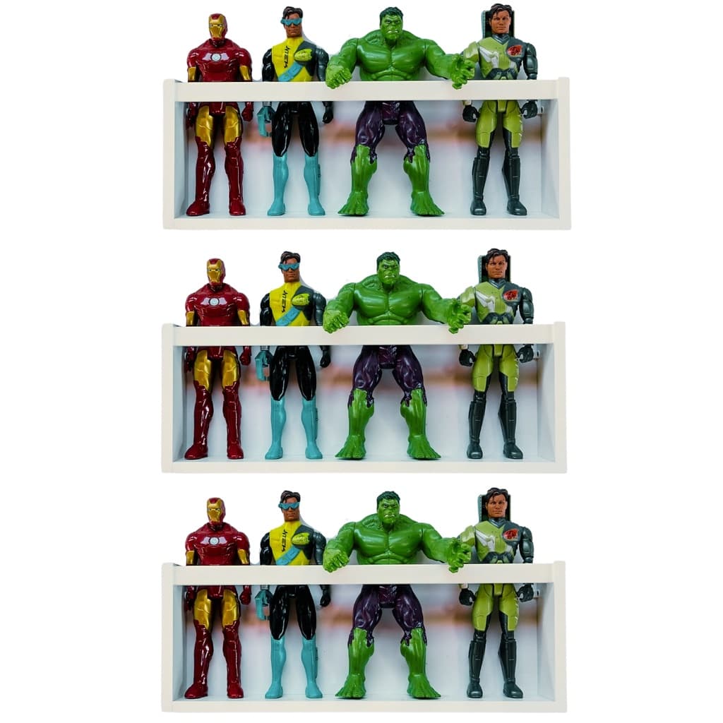 Quit 3 Estantes Para Organização De Brinquedos Criança Nicho Porta Bonecas Mdf 55cm