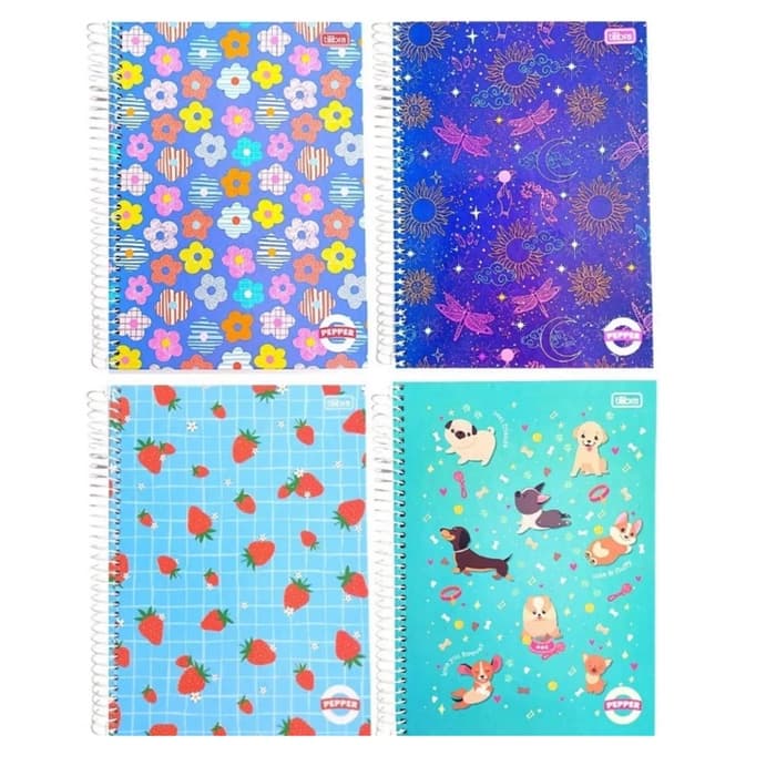 Caderno Espiral Univ. 1 Matéria 80 Fls Pepper Feminino e Masculino Tilibra Envio Sortido