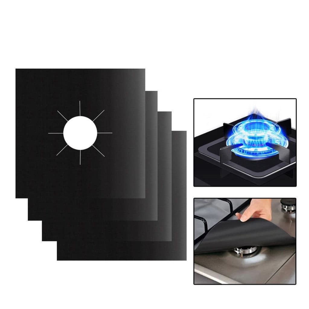 Forro Protetor De Fogão Cooktop Preto Com 4 Peças
