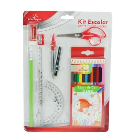 KIT VOLTA AS AULAS MATERIAL ESCOLAR COM 9 UNIDADES WIN PAPER