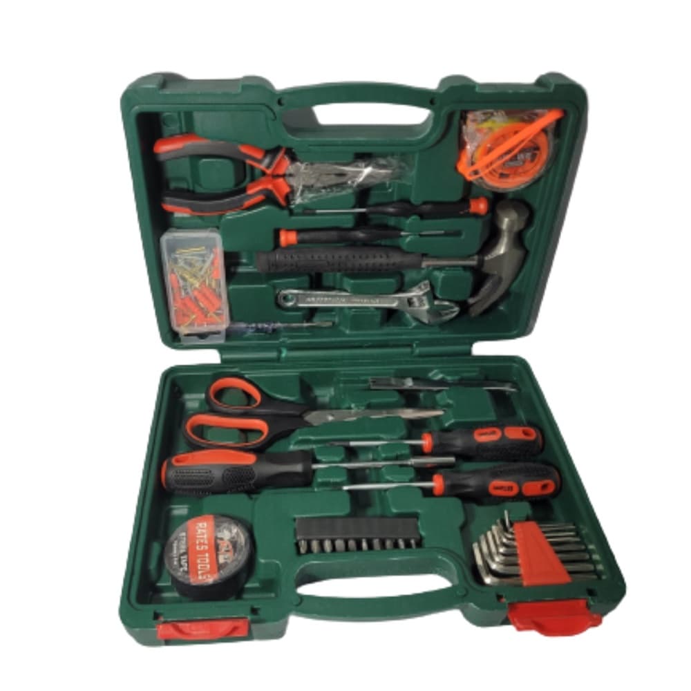 Maleta de Ferramentas 32 Peças Completa com Alicate Martelo Chaves Trena Bits Kit Ferramentas Profissional para Manutenç