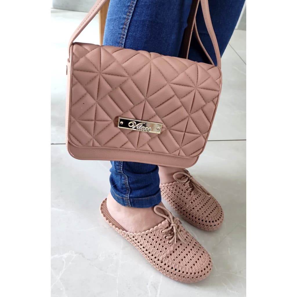 Bolsa e Mule feminino sandália sapatilha bico redondo