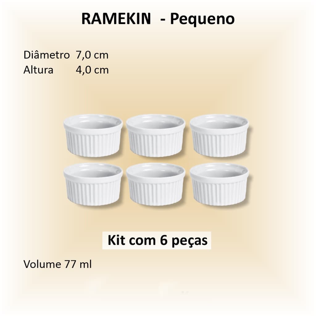 Ramekin de porcelana Pequeno - 06 unidades