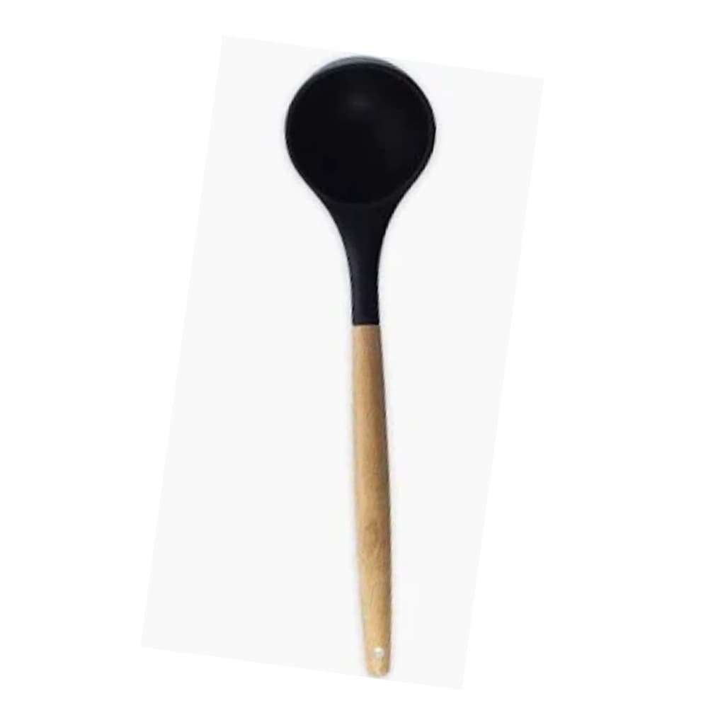 Concha de Silicone Preta com Cabo de Madeira 31 cm