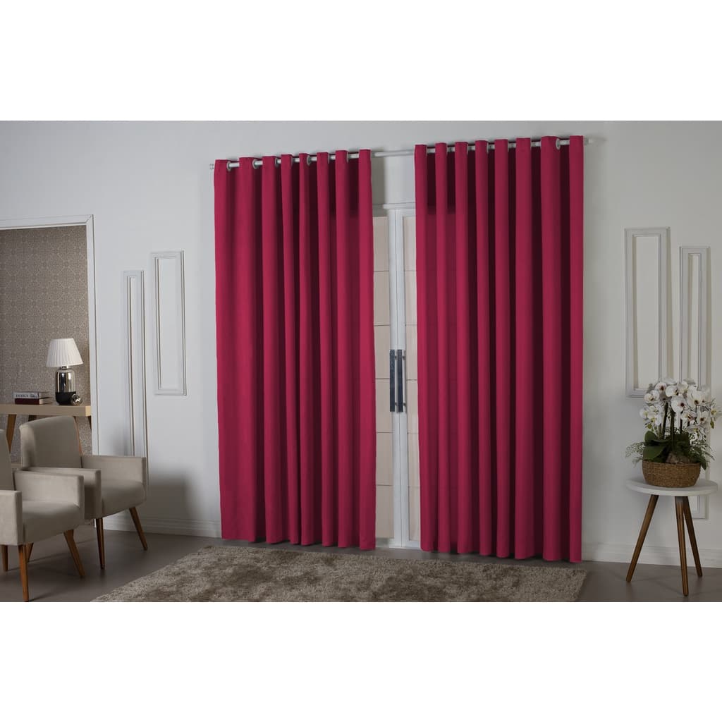 Cortina 3,00x2,50 Oxford Quarto Sala Porta Vermelho