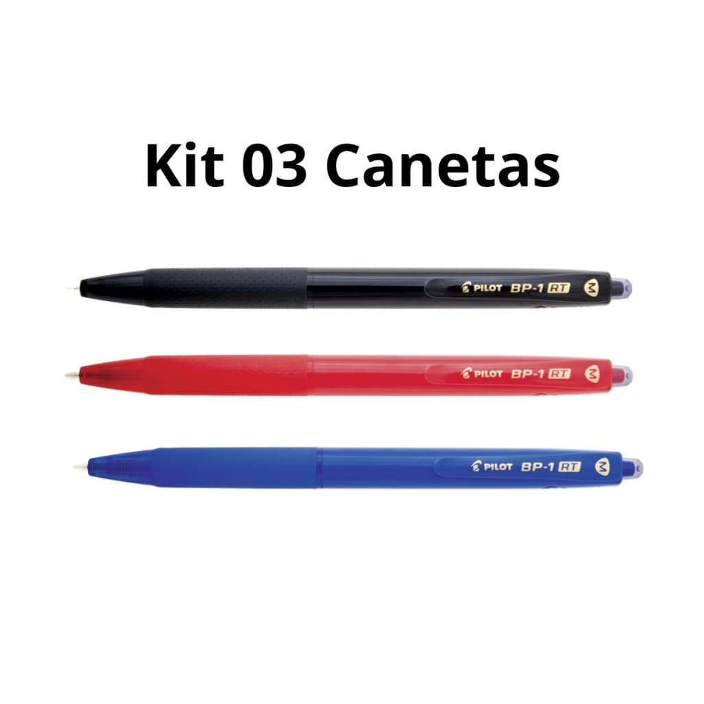 Kit Canetas Esferográficas 1.0mm Retrátil BP-1 RT Pilot