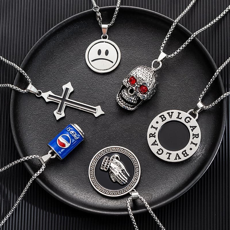 Transfronteiriço personalidade moda simples corrente de suga acessórios de casal de nicho masculino colar feminino de aço de titânio por atacado