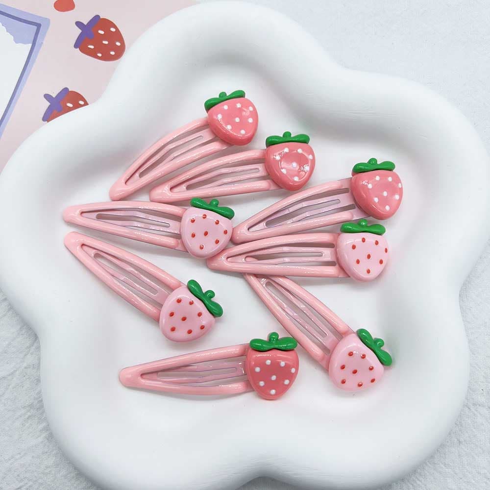 Barrettes Side Clip Cartoon Frutas BB Snap Pink Strawberry Moda Morango Doce Headwear Kawaii International