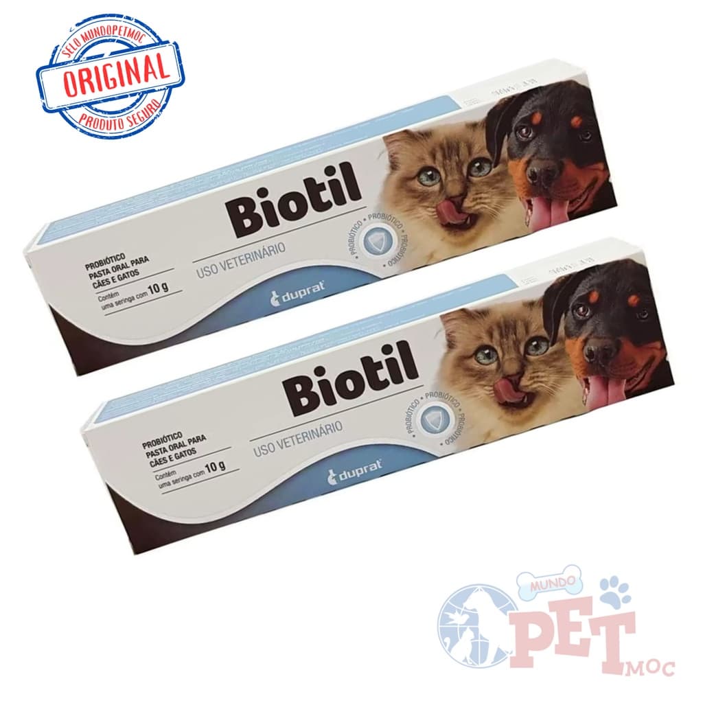 Probiotico Biotil Seringa 10 Gr Duprat - 2 Unidades - Contra Diarréia, em cães e gatos, Probiótico Pet, Prebiótico Pet - Suplemento alimentar para Cães e gatos