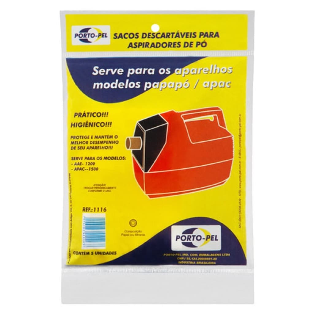 Saco Para Aspirador De Pó Arno Papapó C/5 Pçs Descartável