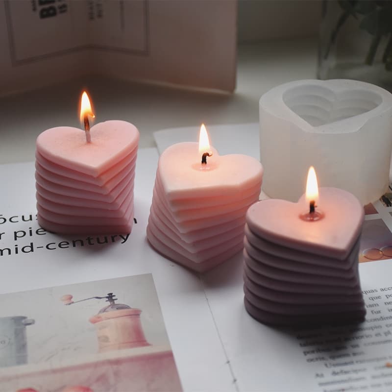 Moldes De Velas De Amor Rotativo 3D Empilhamento Aromáticas Em Forma De Coração Sabonete De Resina De Processo De Gesso