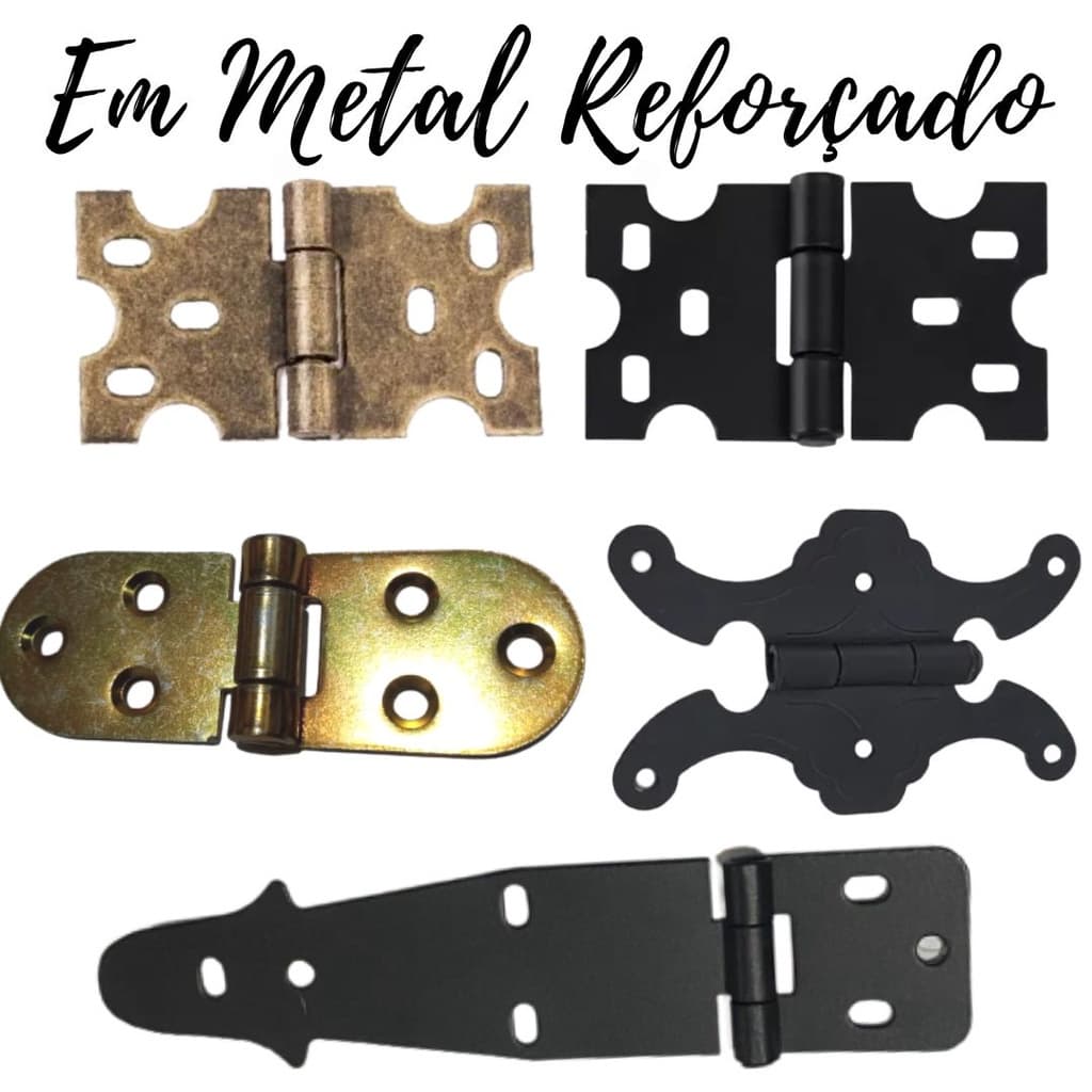 kit 4 peças Dobradiça porta Mexicana Preta Colonial Rústica promoção armario
