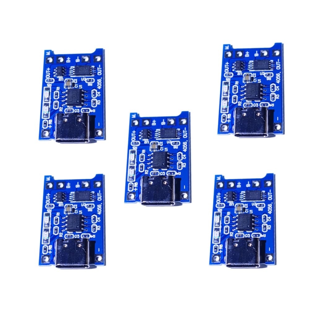 5 Pçs Carregador Bateria 18650 Tp4056 Type-c Com Proteção