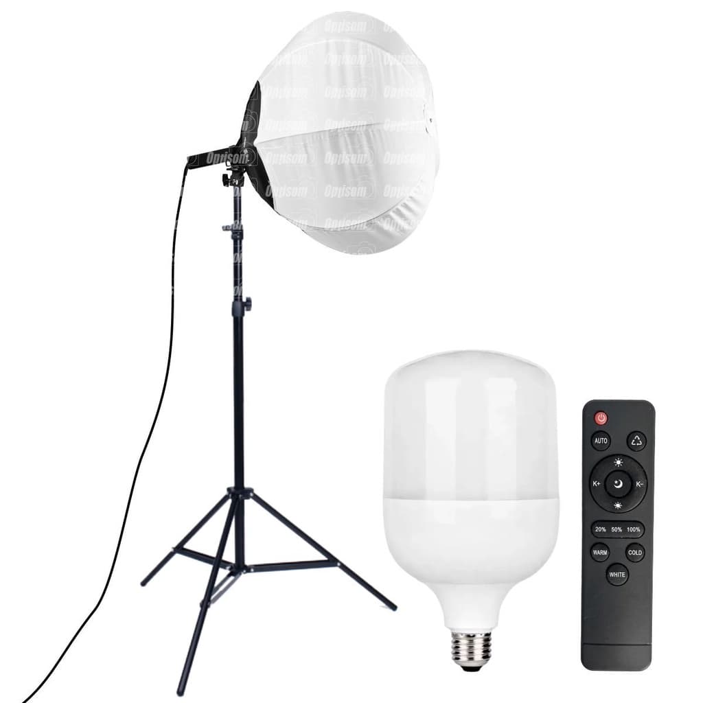 Softbox Lanterna Balão Chines Lampada Led Bicolor Greika 65cm + Tripé