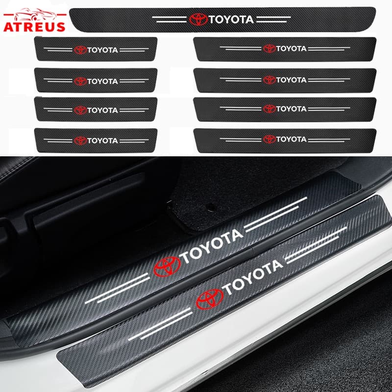 Para Toyota Adesivo Soleira De Porta De Carro De Fibra De Carbono Soleira De Porta Anti-risco Protetor De Porta-Malas Para Toyota Corolla Cross Hilux Yaris Etios RAV4 Bandeirante
