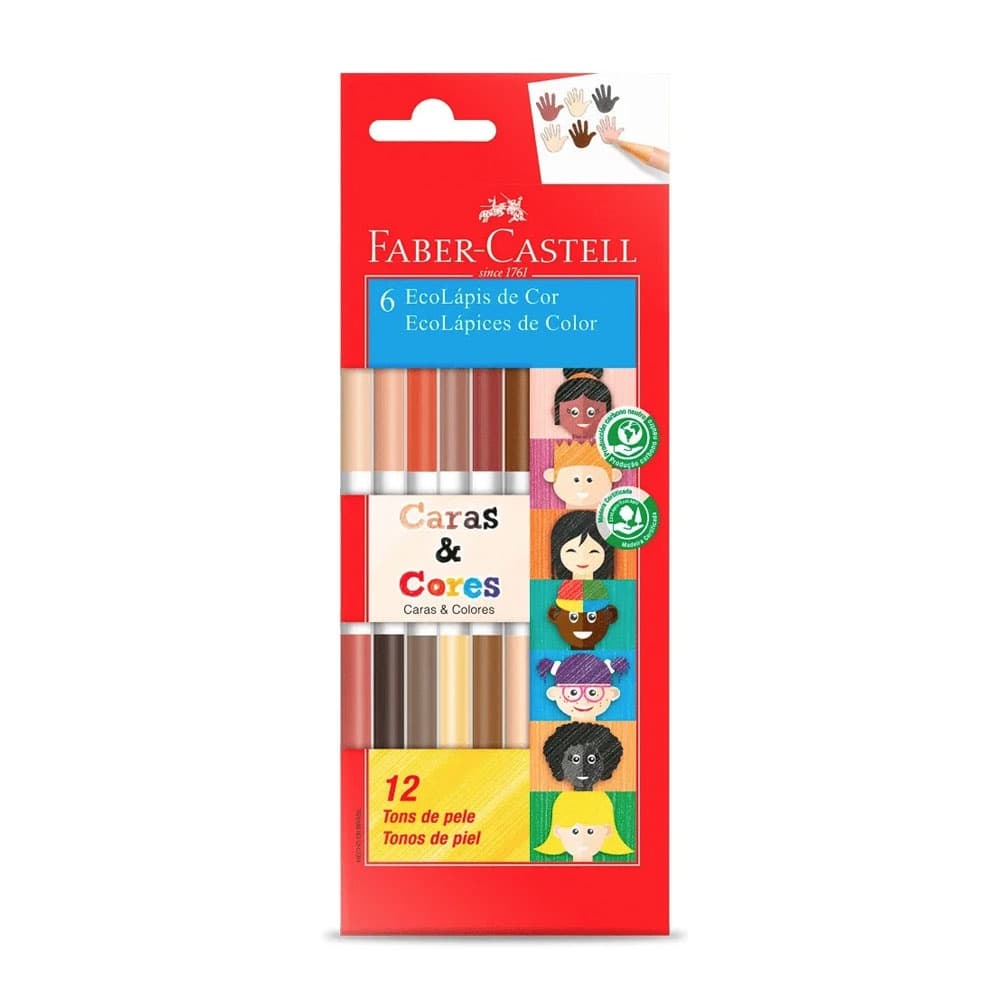 Lápis De Cor Caras E Cores Com 6 Bicolor Faber Castell
