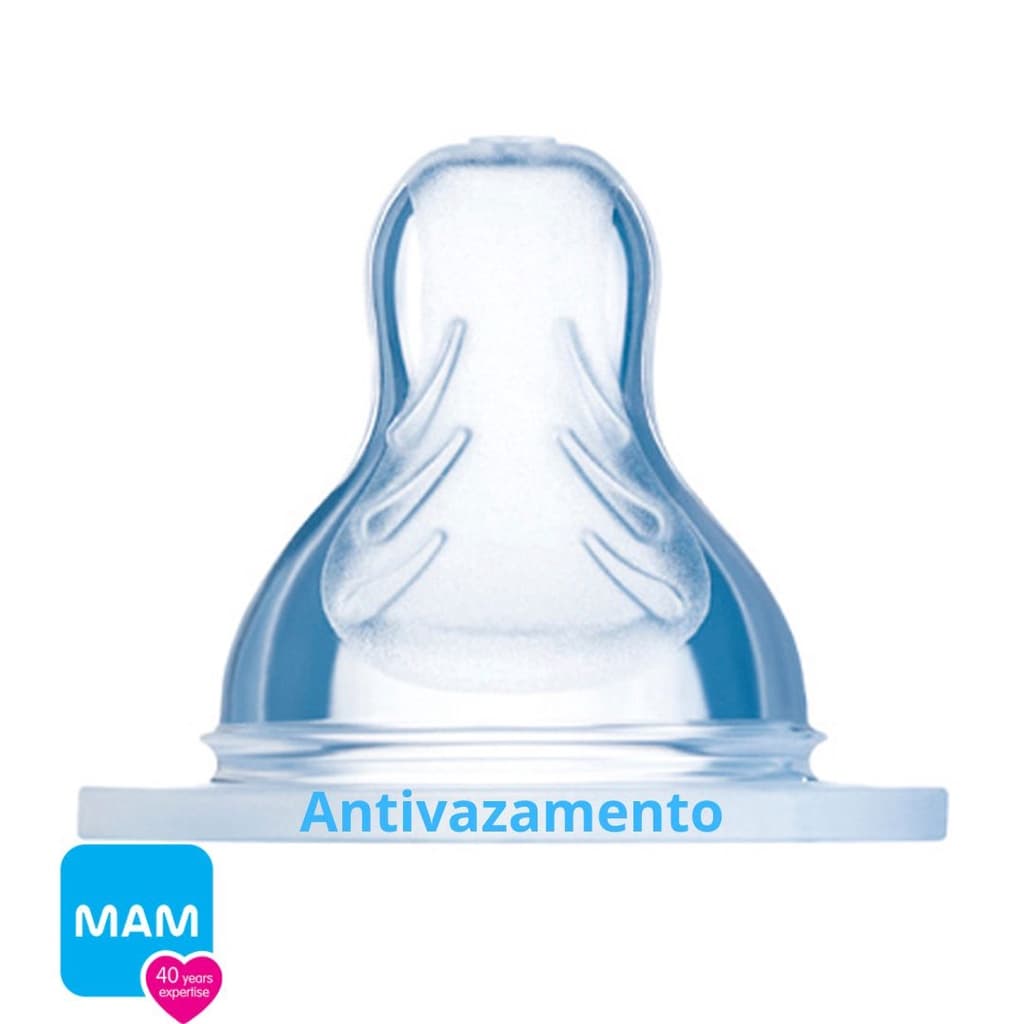 Bico Antivazamento MAM Fluxo Rápido 4+ meses Bico de Mamadeira e Copo Silicone Unitário