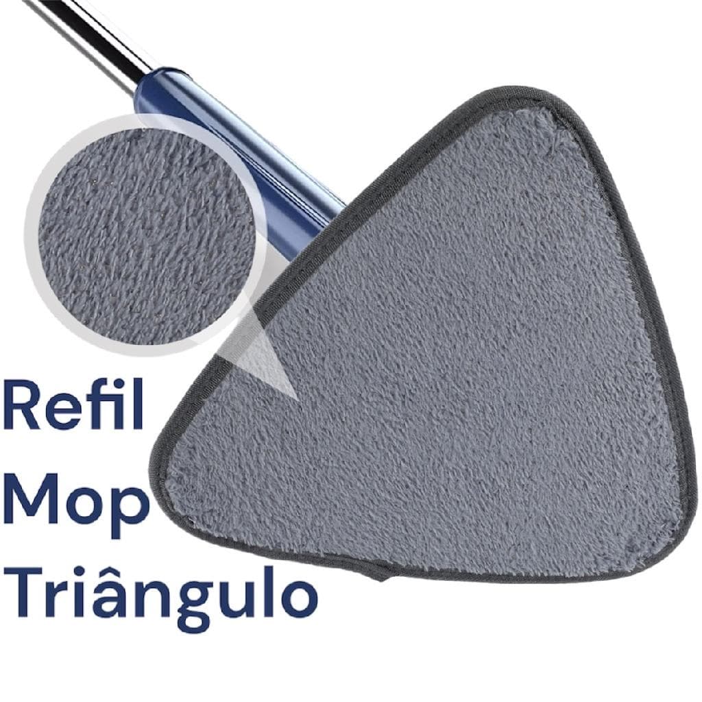 Refil Mop Triangular Esfregão 360 Rodo Giratório Lava E Seca Com Extrusão Microfibra Multiuso Limpeza de Chão Cozinha