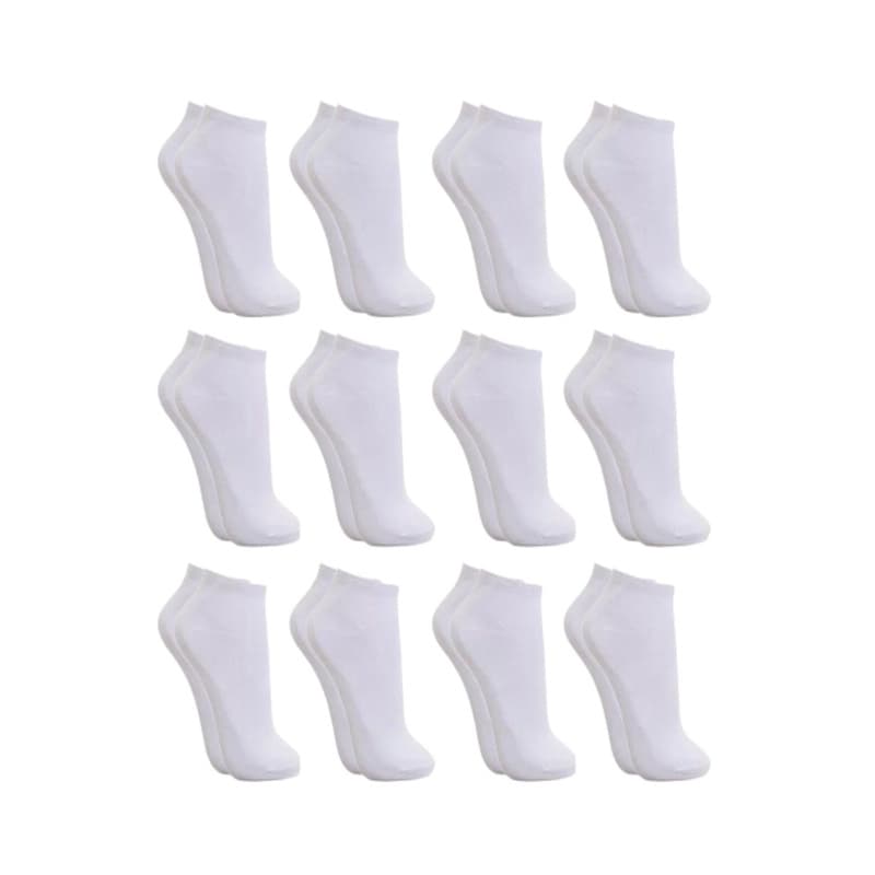Kit Com 12 Pares De Meias Cano Baixo Brancas Algodão