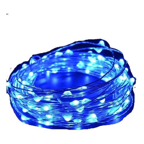 Fio Fada Cobre Prata Cordão Luz Azul 5m 50led Pilha 7002