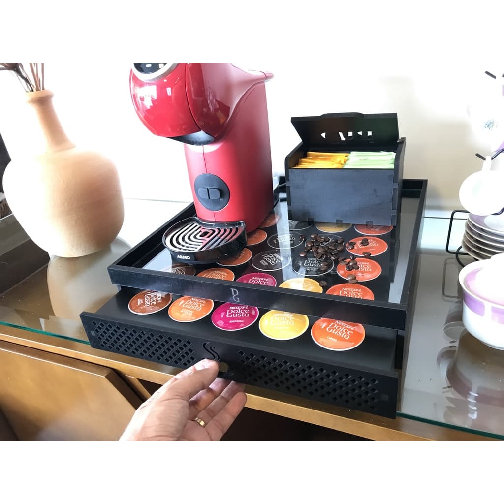 Dolce Gusto Suporte Para Cafeteiras Gaveta Organizadora De Cápsulas Capacidade de 25 unidades