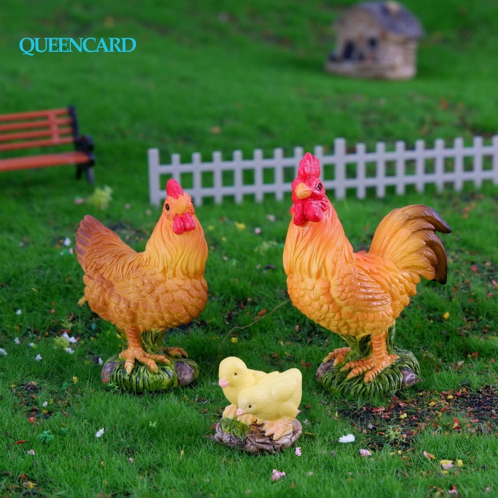 Simulação Galo Galinha Figurino Resina Mini Paisagem Animal De Fazenda Micro Para Crianças Artesanato